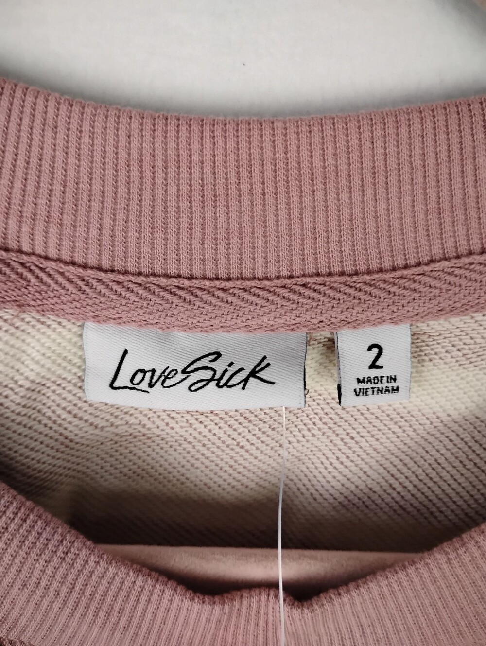 New Torrid Striped Crewneck Sweatshirt in Dusty Rose & White Stripe Size 2X - Picture 6 of 7